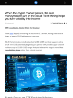 When the crypto market panics, the real moneymakers are in the cloud Fleet Mining helps you turn volatility into income - Visionary Financial
