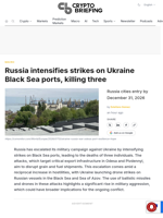 Russia intensifies strikes on Ukraine Black Sea ports, killing three