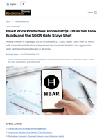 HBAR Price Prediction: Pinned at $0.08 as Sell Flow Builds and the $0.09 Gate Stays Shut - Blockchain.News