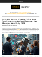 Ozak AI’s Path to 10,000% Gains: How Small Investments Could Become Life-Changing Wealth by 2027