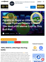 Pepeto vs Pepe vs Little PEPE as Presale Pushes Pepeto Toward The Next x100 Meme Coin In This Bull Run | Live Bitcoin News