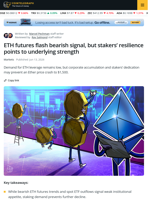ETH Futures Bearish, But Staking, Corporate Demand Show Strength