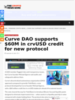 Curve DAO supports $60M in crvUSD credit for new protocol - The Crypto News Wire