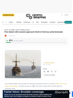 Five Qatari LNG vessels approach Strait of Hormuz amid blockade