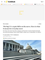 The big U.S. crypto bill is on the move. Here is what it means for everyday users