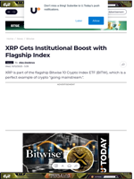 XRP Gets Institutional Boost with Flagship Index - U.Today