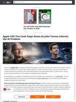 Apple CEO Tim Cook Steps Down As John Ternus Inherits the AI Problem - Brave New Coin