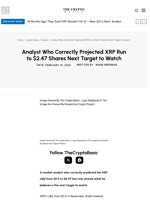 Analyst Who Correctly Projected XRP Run to $2.47 Shares Next Target to Watch