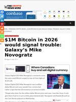 $1M Bitcoin in 2026 would signal trouble: Galaxy's Mike Novogratz - The Crypto News Wire