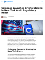 Coinbase Launches Crypto Staking in New York Amid Regulatory Relief