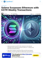 Solana's 637M Weekly Transactions Crush Ethereum's 15M