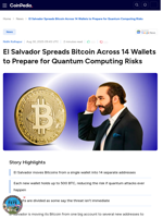 El Salvador Spreads Bitcoin Across 14 Wallets to Prepare for Quantum Computing Risks