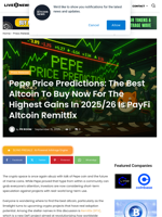 Pepe Price Predictions: The Best Altcoin To Buy Now For The Highest Gains In 2025/26 Is PayFi Altcoin Remittix | Live Bitcoin News