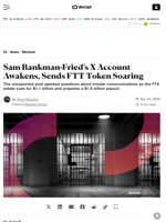 Sam Bankman-Fried’s X Account Awakens, Sends FTT Token Soaring - Decrypt