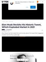 Elon Musk Revisits His Historic Tweet, Which Exploded Market in 2021 - U.Today