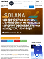 Solana Price Prediction: SOL Maintains Bullish Momentum As Ecosystem Expansion Continues Rapidly, $200 Incoming?! | Live Bitcoin News