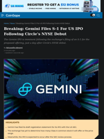 Gemini Files S-1 For US IPO Following Circle's NYSE Debut