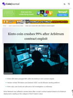 Kinto coin crashes 99% after Arbitrum contract exploit - CoinJournal