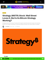 Strategy (MSTR) Stock: Wall Street Loves It, But Is Its Bitcoin Strategy Working? - CoinCentral