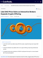 Lido DAO Price Gains as Interactive Brokers Expands Crypto Offering