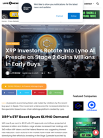 XRP Investors Rotate Into Lyno AI Presale as Stage 2 Gains Millions in Early Buys.  | Live Bitcoin News