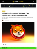 Shiba Inu Surge Not Yet Seen This Cycle, Says Analyst Lark Davis - CoinCentral