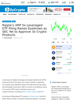 Ripple's XRP 5x Leveraged ETF Filing Raises Eyebrows as SEC Yet to Approve 3x Crypto Products ⋆ ZyCrypto
