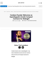 Cardano Founder Welcomes as OpenZeppelin Unveils Compact Contracts for Midnight