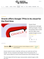 Oracle offers Google TPUs in its cloud for the first time