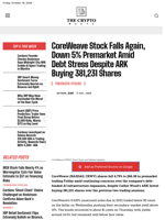 CoreWeave Stock Falls Again, Down 5% Premarket Despite ARK Buys