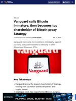 Vanguard calls Bitcoin immature, then becomes top shareholder of Bitcoin proxy Strategy