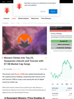 Monero Climbs Into Top 25, Surpasses Litecoin and Toncoin with $7.5B Market Cap Surge - NullTX