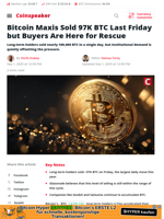 Bitcoin Maxis Dump 97K BTC, Buyers Step In