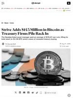 Strive Adds $143 Million in Bitcoin as Treasury Firms Pile Back In - Decrypt