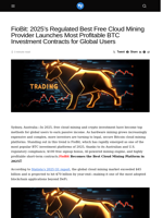 FioBit: 2025’s Regulated Best Free Cloud Mining Provider Launches Most Profitable BTC Investment Contracts for Global Users - Visionary Financial