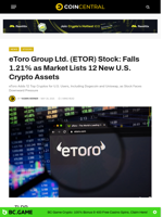 eToro Group Ltd. (ETOR) Stock: Falls 1.21% as Market Lists 12 New U.S. Crypto Assets
