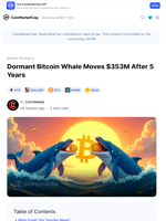 Dormant Bitcoin Whale Moves $353M After 5 Years: Guest Post by CoinoMedia | CoinMarketCap