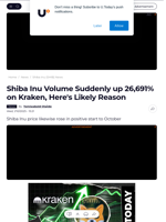 Shiba Inu Volume Suddenly up 26,691% on Kraken, Here's Likely Reason - U.Today