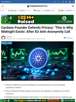 Cardano Founder Defends Privacy: ‘This Is Why Midnight Exists’ After EU Anti-Anonymity Call