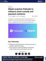 Ripple acquires Palisade to enhance asset custody and payment solutions