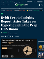 Bybit Crypto Insights Report: Aster Takes on Hyperliquid in the Perp DEX Boom - Crypto Daily