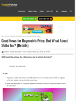 Good News for Dogecoin's Price, But What About Shiba Inu? (Details)
