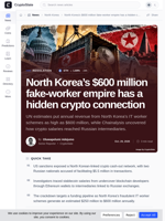 North Korea secretly turned crypto firms into a funding source