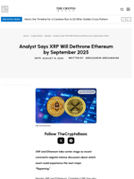 Analyst Says XRP Will Dethrone Ethereum by September 2025
