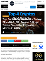 Top Bullish Crypto to Buy Today: BlockDAG, SUI, Solana & Bitget Token Poised for Explosive Moves in 2025 | Live Bitcoin News