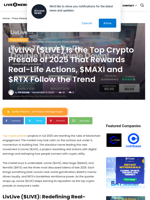 LivLive ($LIVE) Is the Top Crypto Presale of 2025 That Rewards Real-Life Actions, $MAXI and $RTX Follow the Trend | Live Bitcoin News