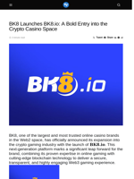 BK8 Launches BK8.io: A Bold Entry into the Crypto Casino Space - Visionary Financial