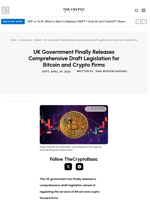 UK Government Finally Releases Comprehensive Draft Legislation for Bitcoin and Crypto Firms