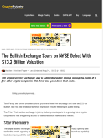 The Bullish Exchange Soars on NYSE Debut With $13.2 Billion Valuation