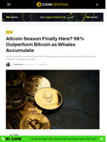 Altcoin Season Finally Here? 98% Outperform Bitcoin as Whales Accumulate - CoinCentral